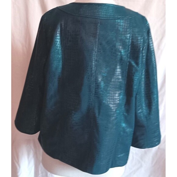 Susan Graver Style Jacket L Faux Leather Teal Blue - Picture 4 of 5